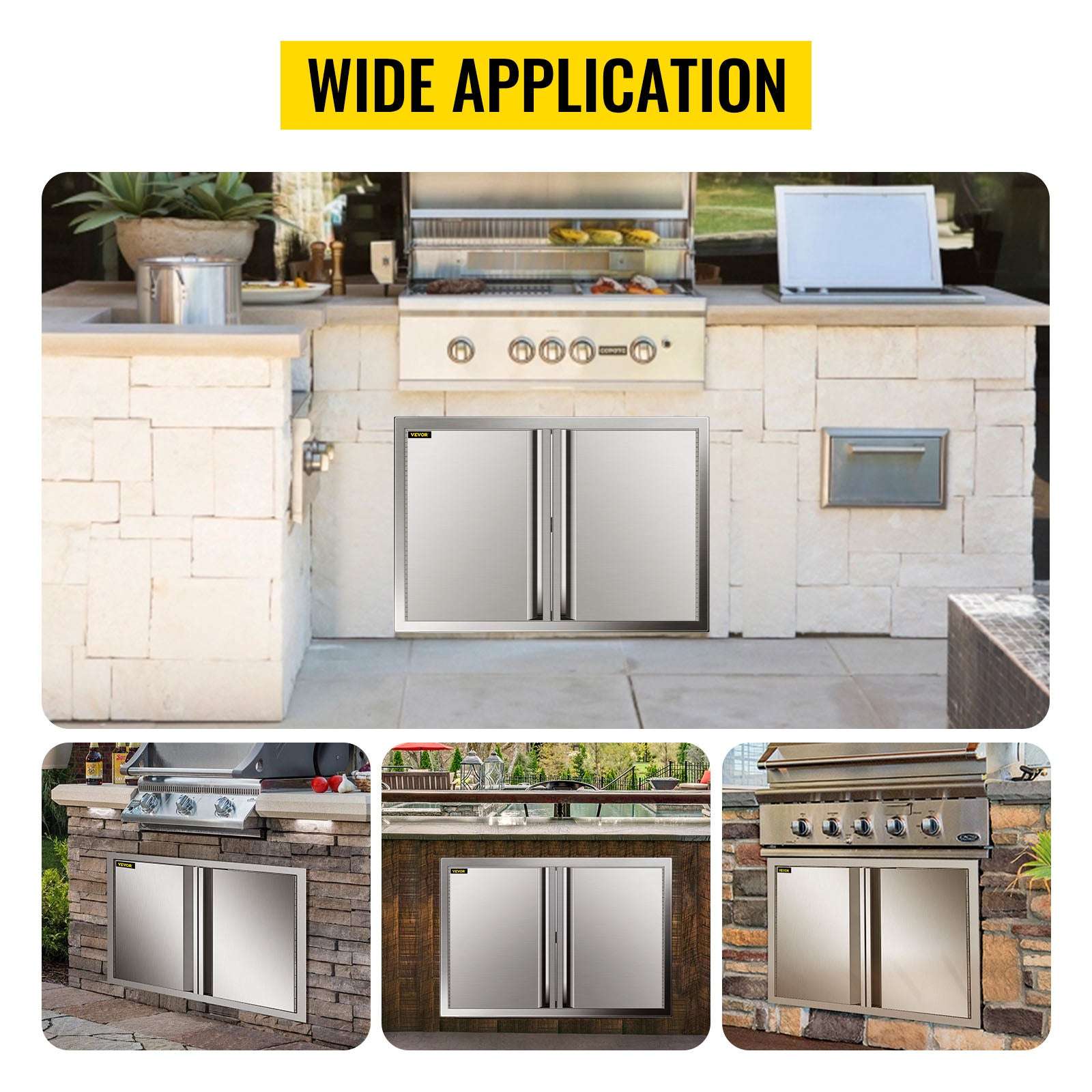 Stainless Steel BBQ Access Door with Recessed Handle-2-Door 31x24 inch / United States