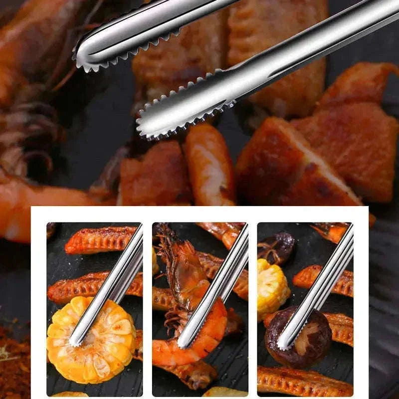 Stainless Steel BBQ Grill Tongs with Heat-Safe Precision Grip-M