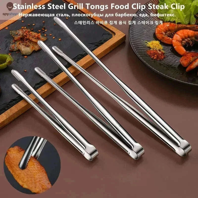 Stainless Steel BBQ Grill Tongs with Heat-Safe Precision Grip-M