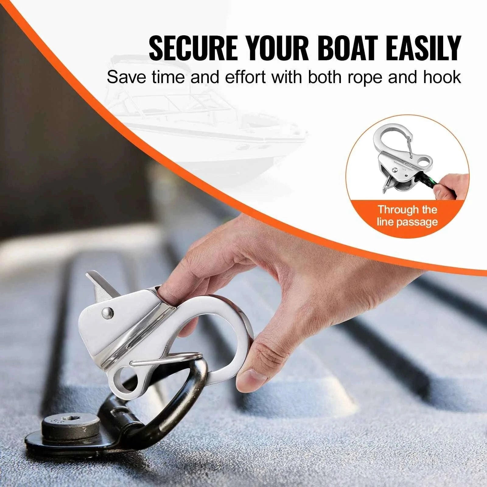 Stainless Steel Boat Anchor Hook with Slide Clamp for 3/8"-5/8" Rope-Stainless Steel / United States