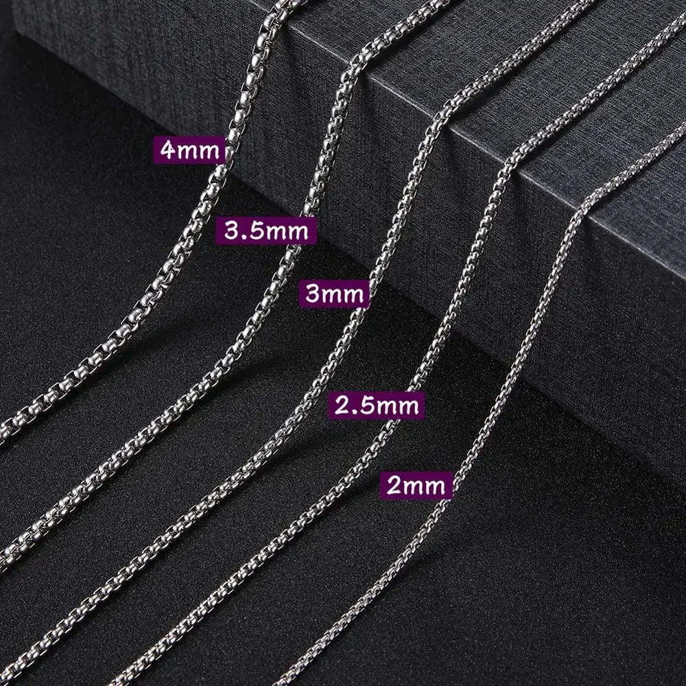 Stainless Steel Box Chain Necklace for Men & Women-Gold Color / 60cm / 3mm