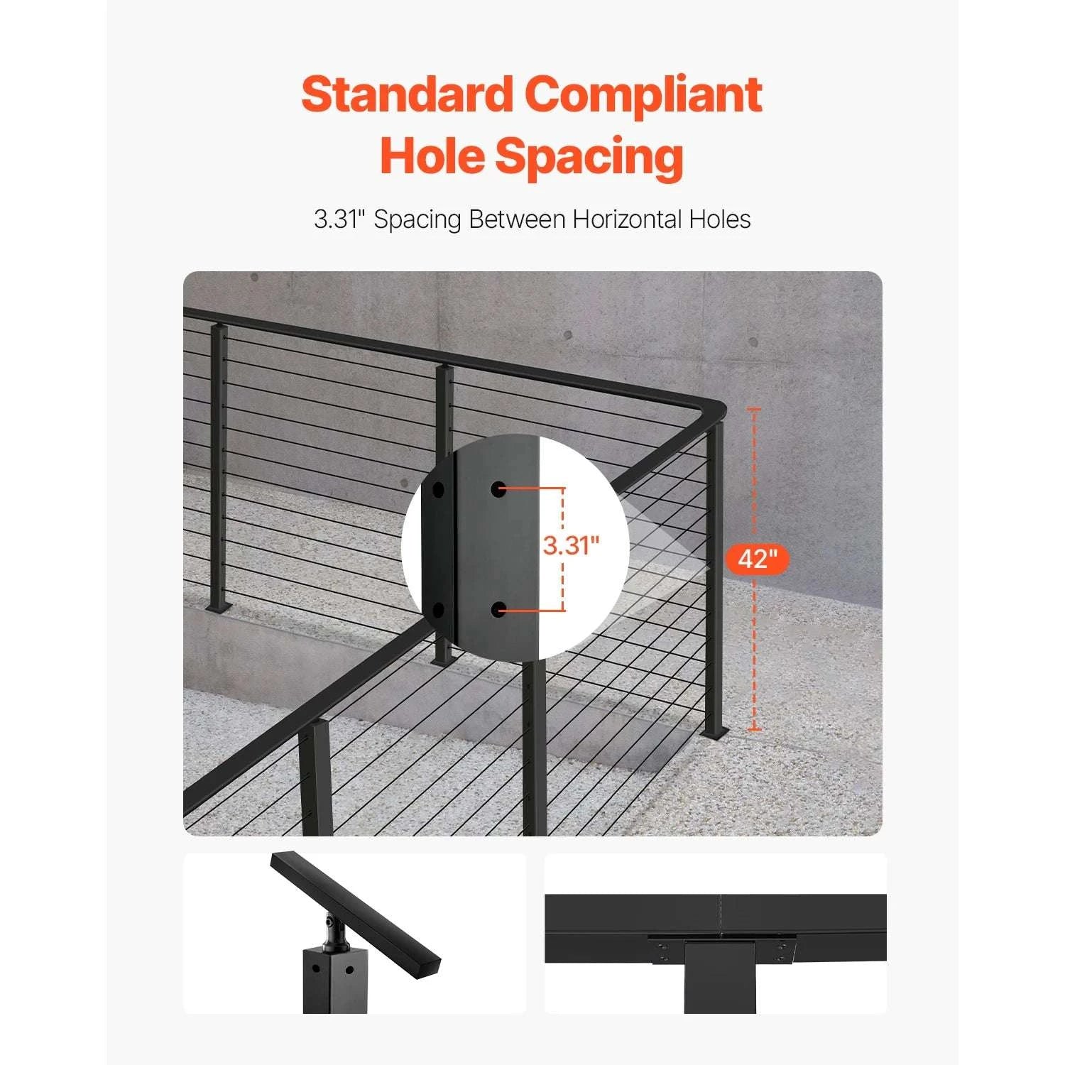 Stainless Steel Cable Railing Corner Post with Pre-Drilled L Holes-Type A / spain