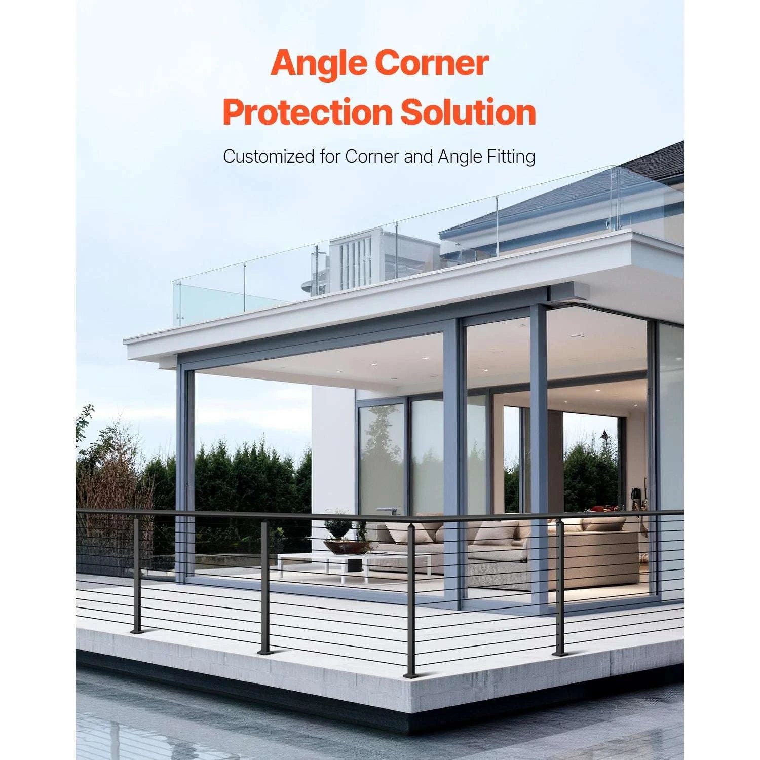 Stainless Steel Cable Railing Corner Post with Pre-Drilled L Holes-Type A / spain
