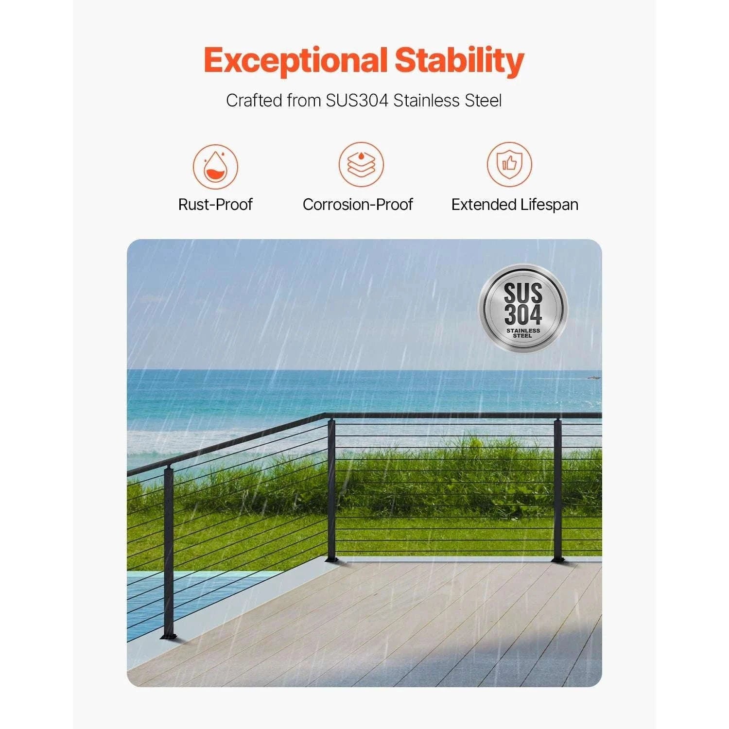 Stainless Steel Cable Railing Corner Post with Pre-Drilled L Holes-Type A / spain