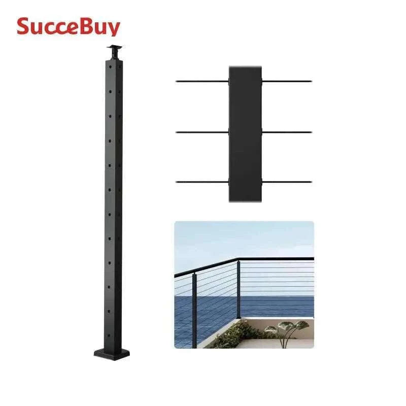 Stainless Steel Cable Railing Corner Post with Pre-Drilled L Holes-Type A / spain
