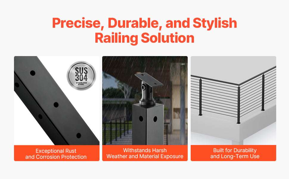 Stainless Steel Cable Railing Corner Post with Pre-Drilled L Holes-Type A / spain