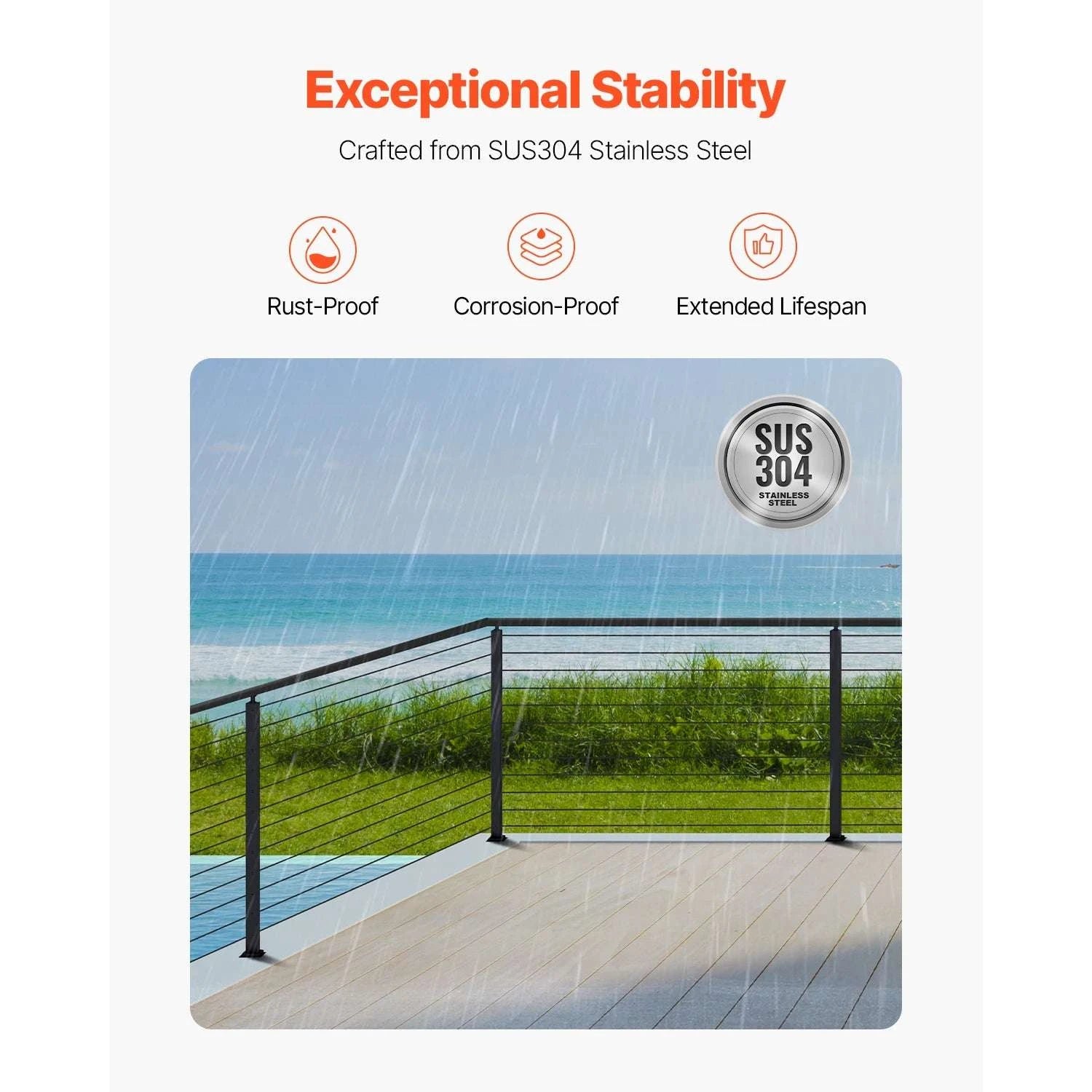 Stainless Steel Cable Railing Corner Post with Pre-Drilled L Holes-Type A / spain