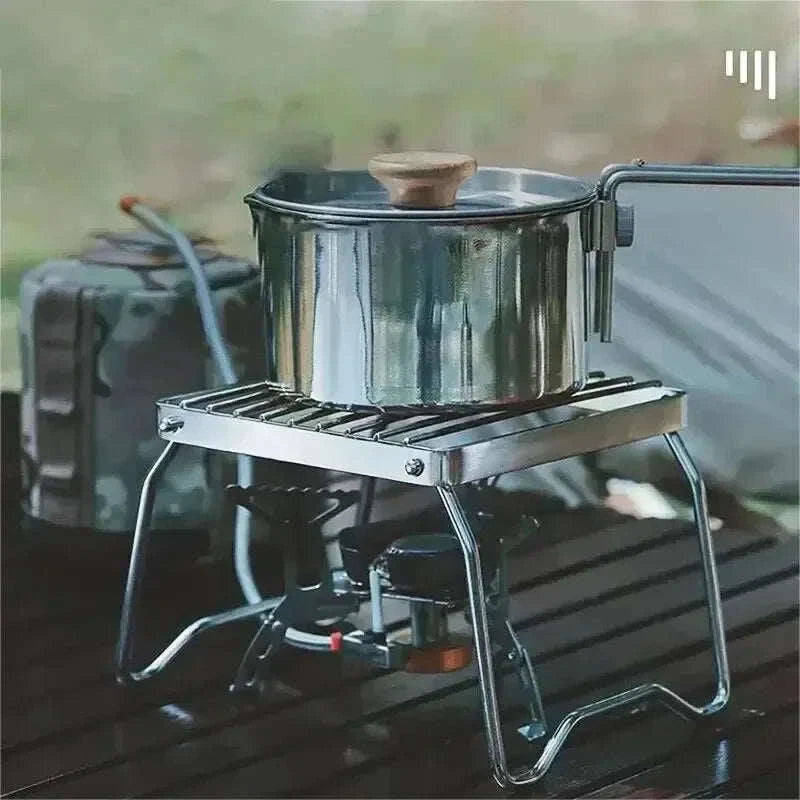 Stainless Steel Camping Stove Stand & Wind Shield Folding Rack-1pc