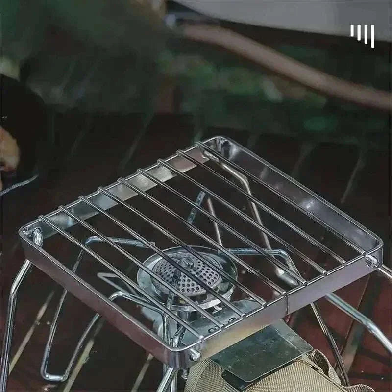 Stainless Steel Camping Stove Stand & Wind Shield Folding Rack-1pc