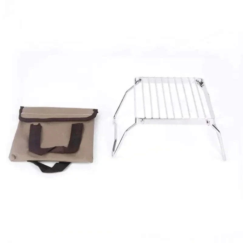 Stainless Steel Camping Stove Stand & Wind Shield Folding Rack-1pc