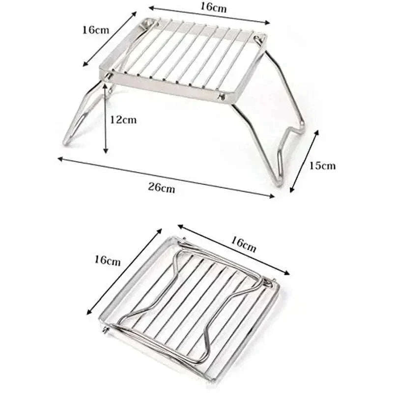 Stainless Steel Camping Stove Stand & Wind Shield Folding Rack-1pc