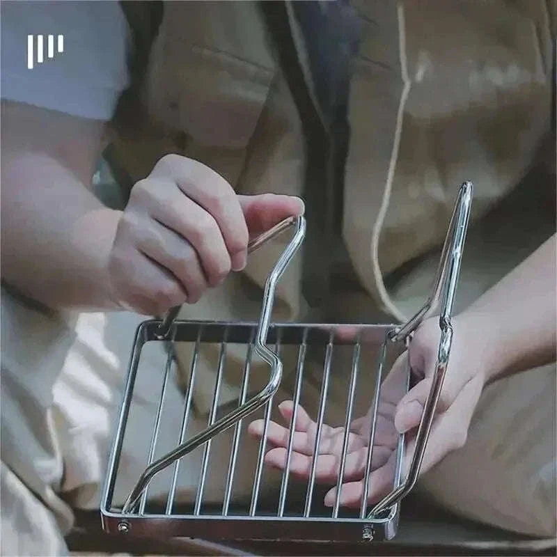 Stainless Steel Camping Stove Stand & Wind Shield Folding Rack-1pc