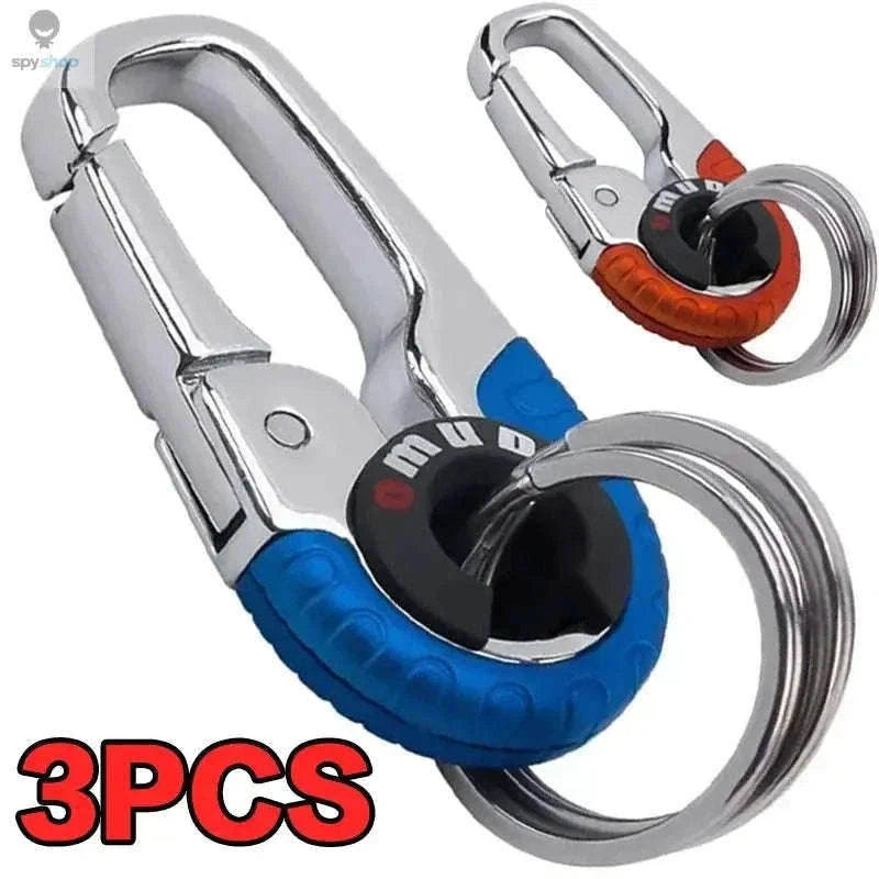 Stainless Steel Carabiner Keychain for Secure Everyday Carry-3pcs blue