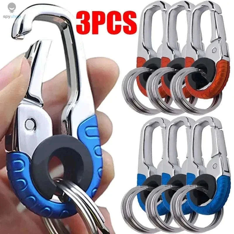 Stainless Steel Carabiner Keychain for Secure Everyday Carry-3pcs blue