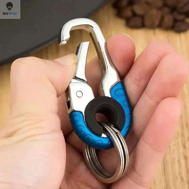 Stainless Steel Carabiner Keychain for Secure Everyday Carry-3pcs blue