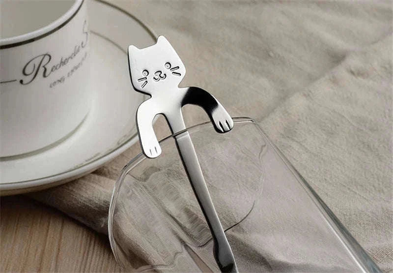 Stainless Steel Cat Coffee Spoon for Drinks and Desserts-Gold