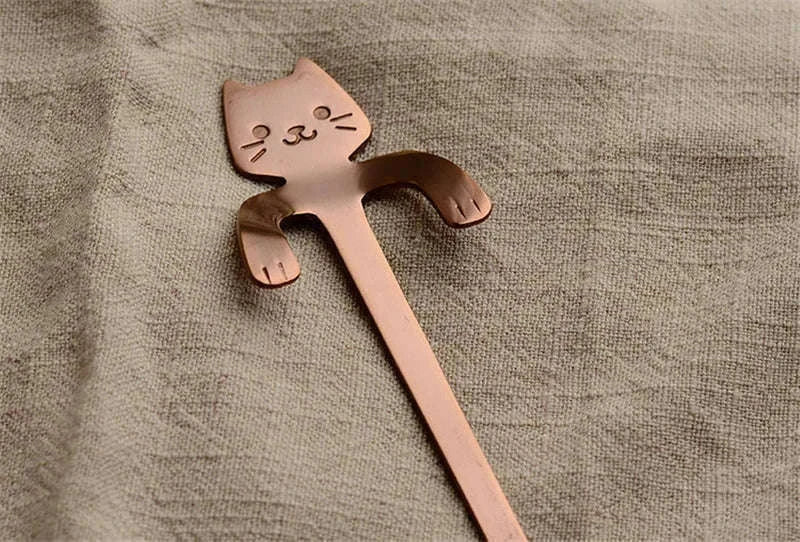Stainless Steel Cat Coffee Spoon for Drinks and Desserts-Gold