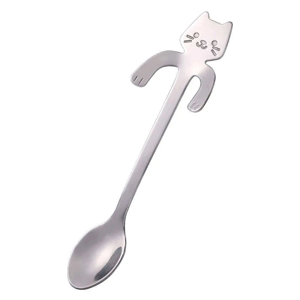 Stainless Steel Cat Coffee Spoon for Drinks and Desserts-Gold