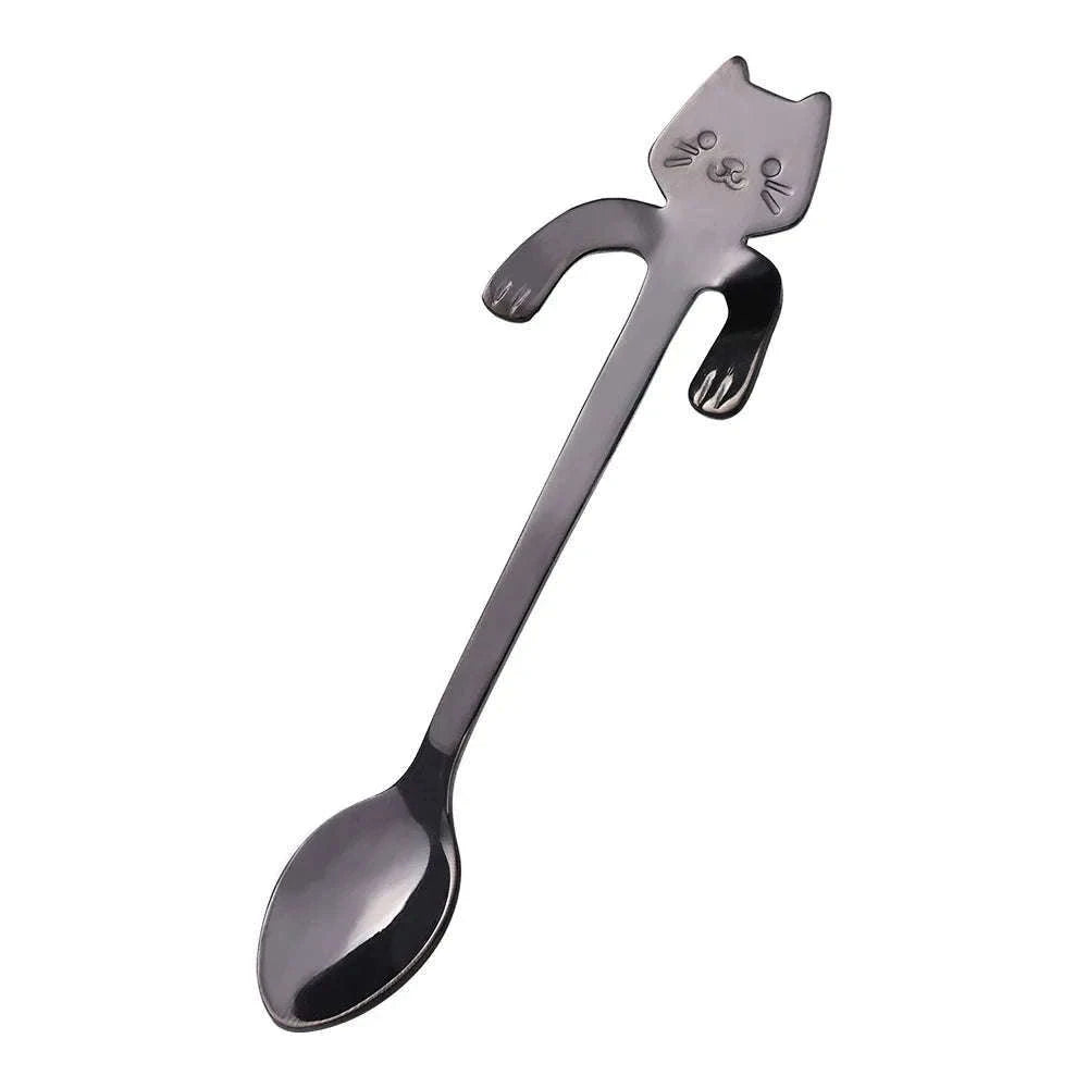 Stainless Steel Cat Coffee Spoon for Drinks and Desserts-Gold