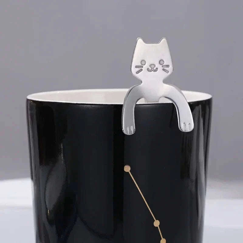 Stainless Steel Cat Coffee Spoon for Drinks and Desserts-Gold