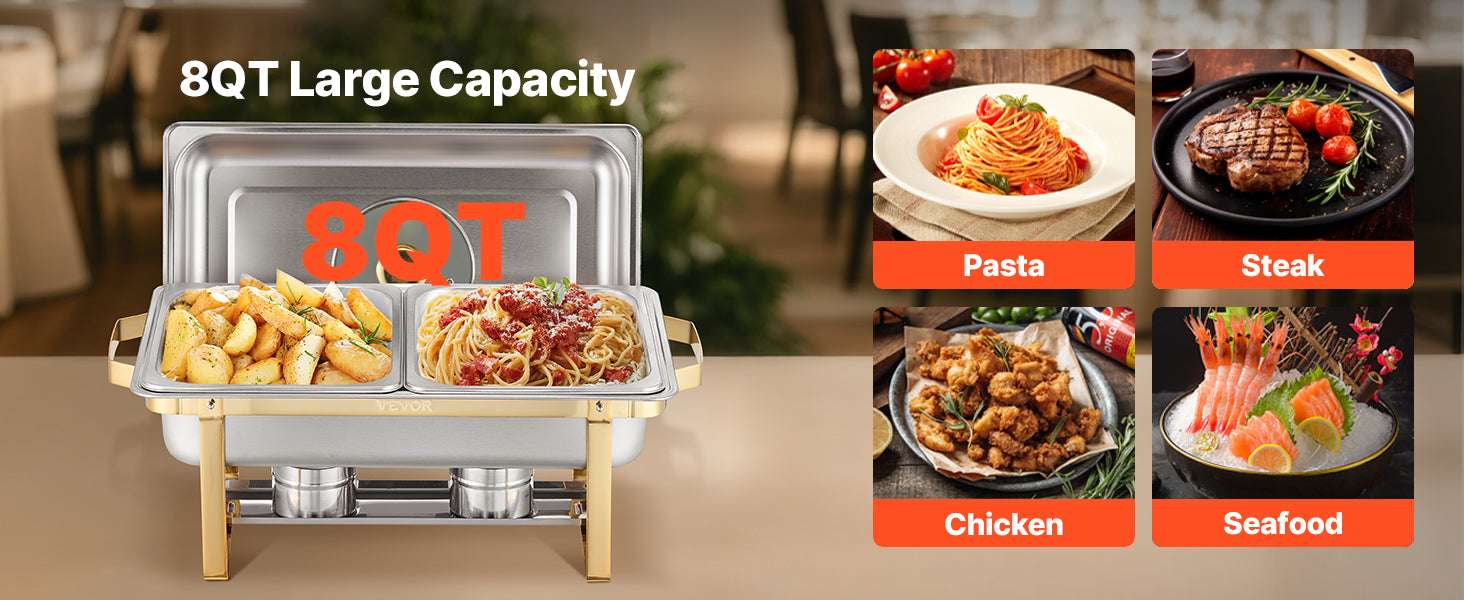 Stainless Steel Chafing Dish Buffet Set with Half-Size Pans-4 pack / United States