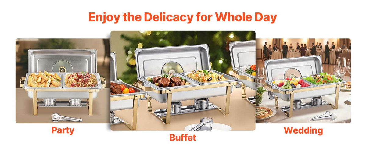Stainless Steel Chafing Dish Buffet Set with Half-Size Pans-4 pack / United States
