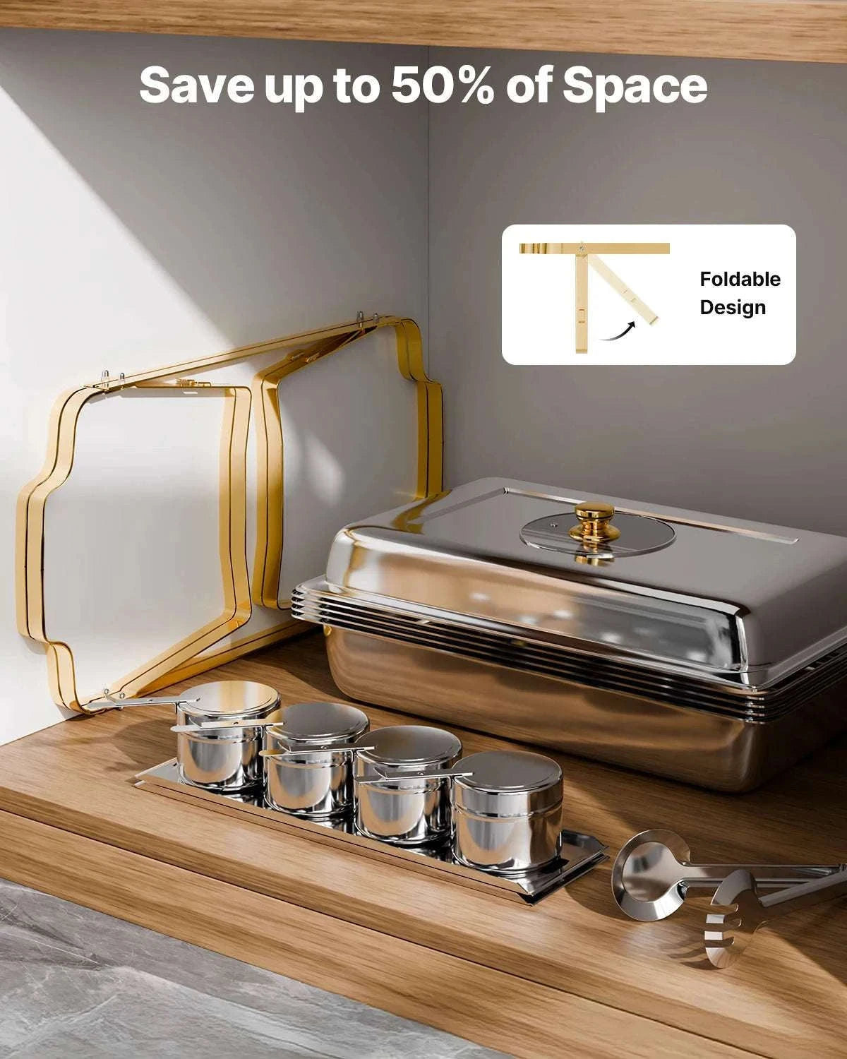 Stainless Steel Chafing Dish Buffet Set with Half-Size Pans-4 pack / United States