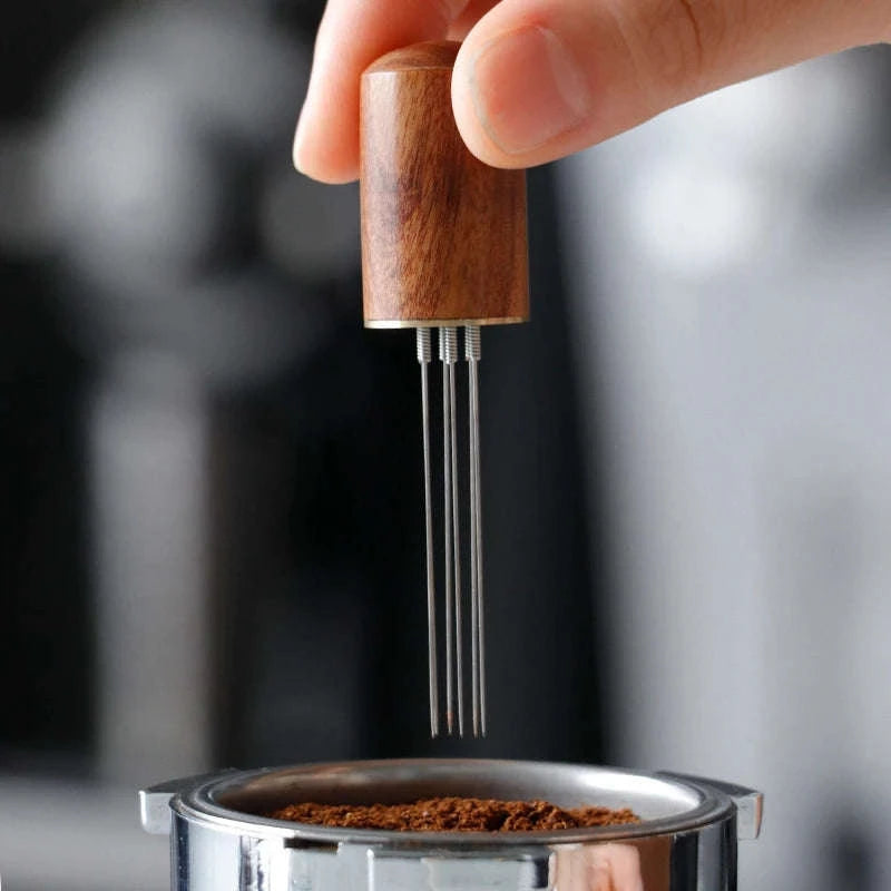 Stainless Steel Coffee Powder Tamper Espresso Powder Stirrer Distributor Leveler WDT Tools Cafe Stirring Barista Accessories-United States / Rosewood