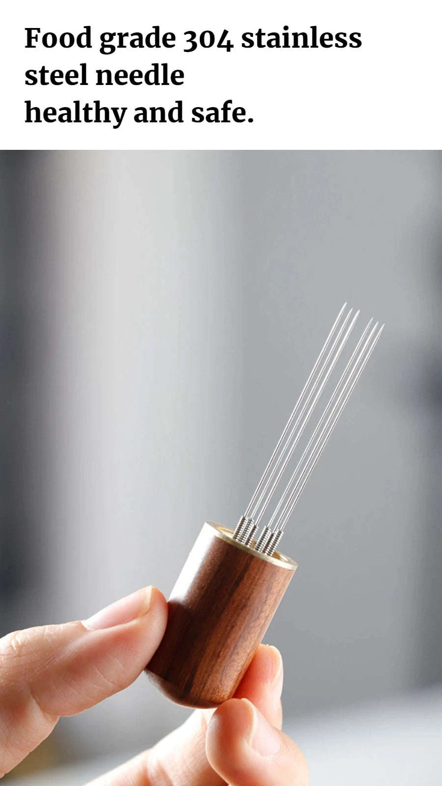 Stainless Steel Coffee Powder Tamper Espresso Powder Stirrer Distributor Leveler WDT Tools Cafe Stirring Barista Accessories-United States / Rosewood