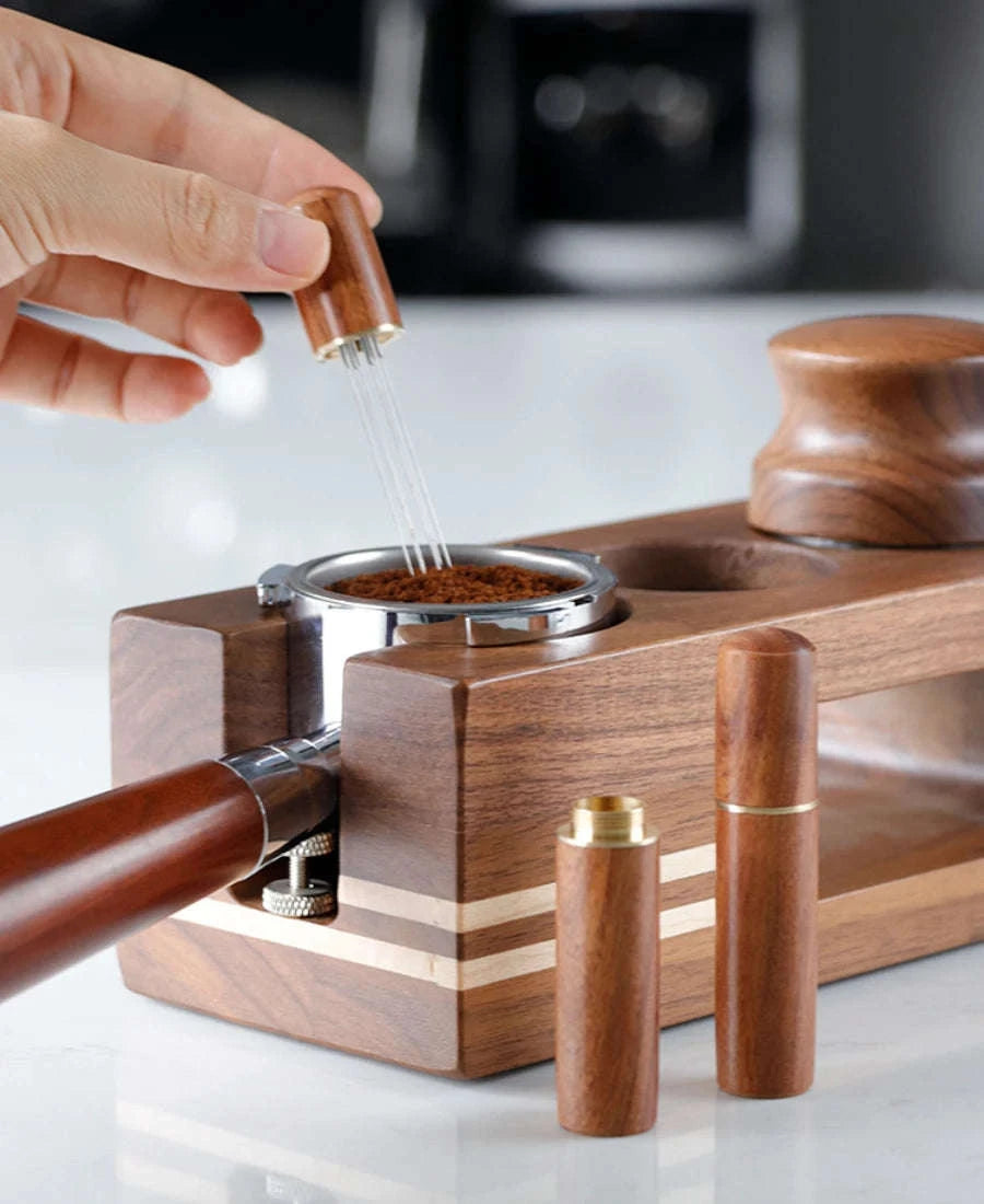 Stainless Steel Coffee Powder Tamper Espresso Powder Stirrer Distributor Leveler WDT Tools Cafe Stirring Barista Accessories-United States / Rosewood