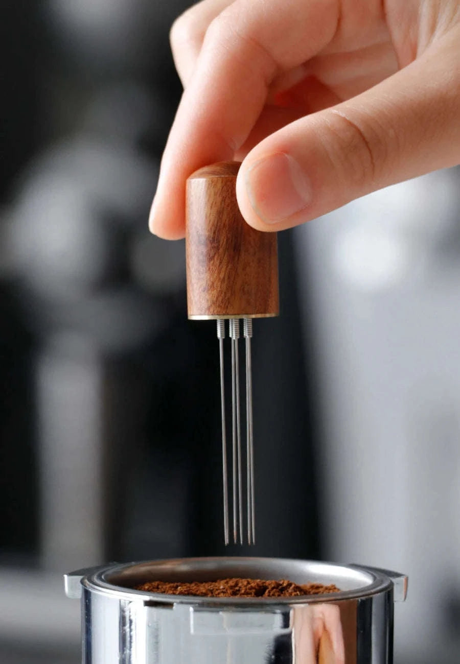 Stainless Steel Coffee Powder Tamper Espresso Powder Stirrer Distributor Leveler WDT Tools Cafe Stirring Barista Accessories-United States / Rosewood