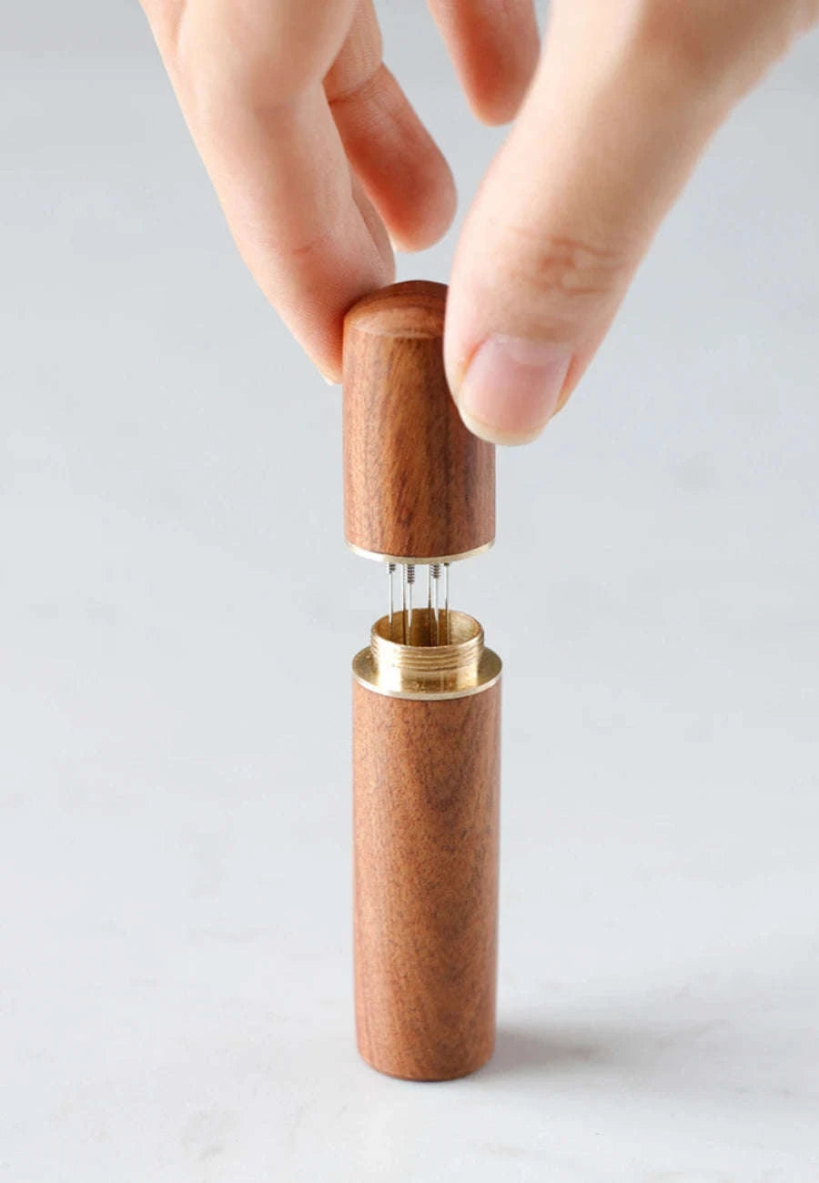 Stainless Steel Coffee Powder Tamper Espresso Powder Stirrer Distributor Leveler WDT Tools Cafe Stirring Barista Accessories-United States / Rosewood