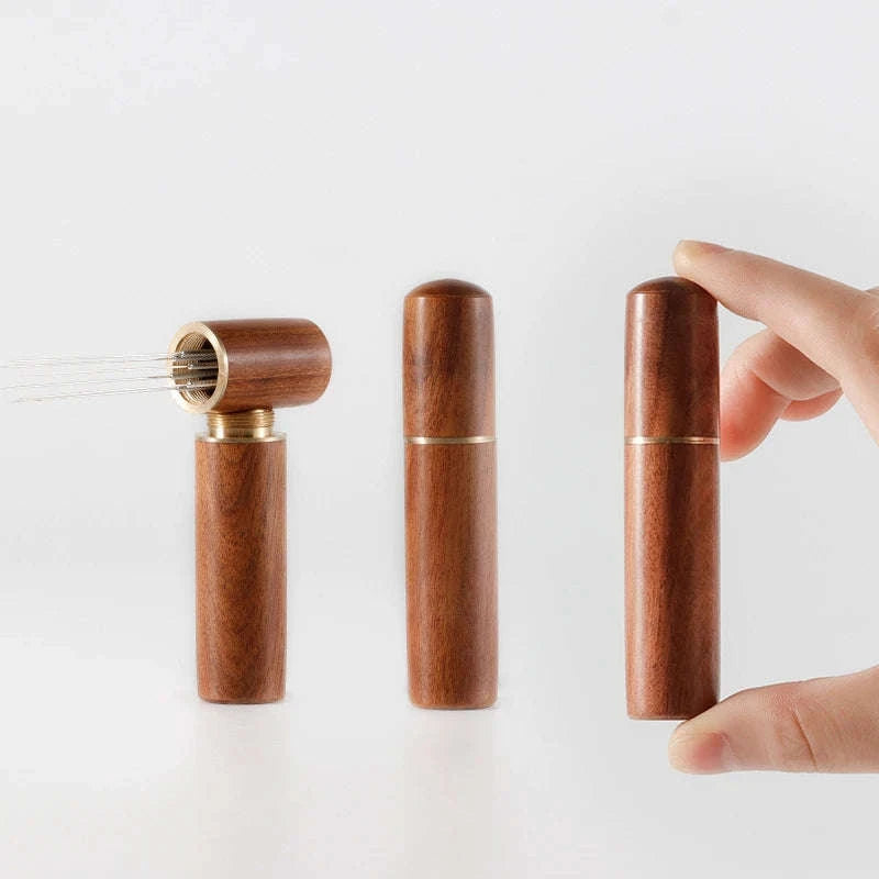 Stainless Steel Coffee Powder Tamper Espresso Powder Stirrer Distributor Leveler WDT Tools Cafe Stirring Barista Accessories-United States / Rosewood