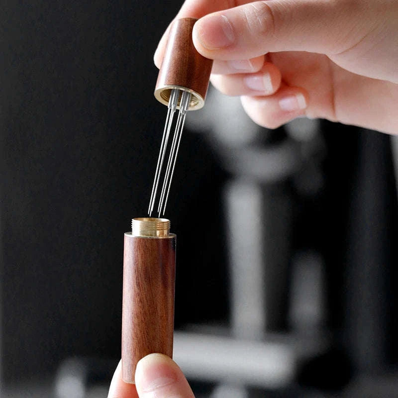 Stainless Steel Coffee Powder Tamper Espresso Powder Stirrer Distributor Leveler WDT Tools Cafe Stirring Barista Accessories-United States / Rosewood