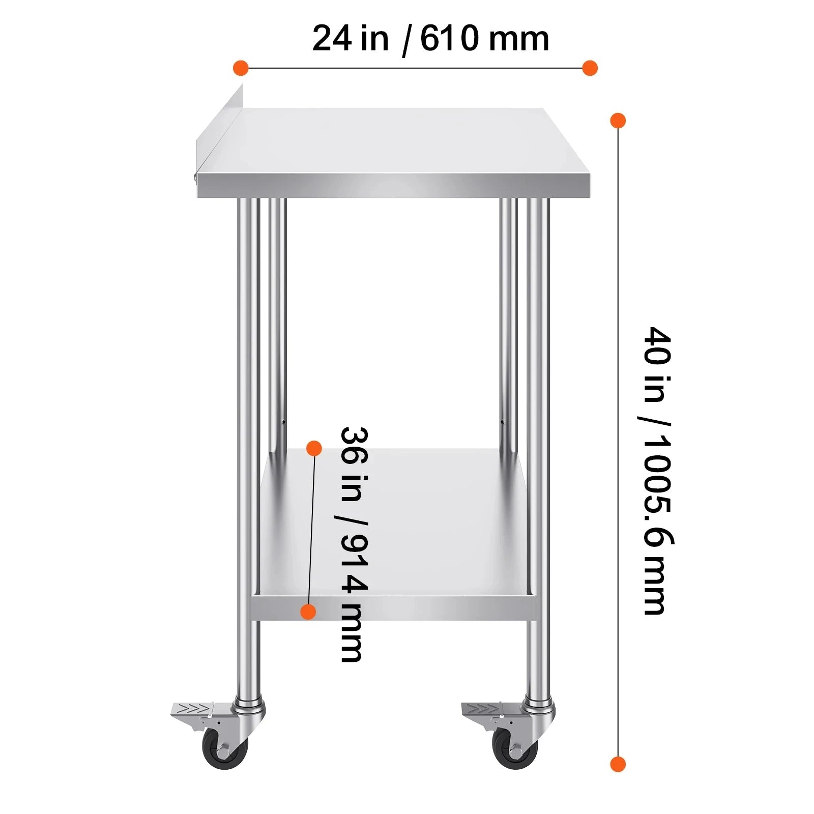 Stainless Steel Commercial Food Prep Work Table with Casters-24 x 60 in / CZECH REPUBLIC