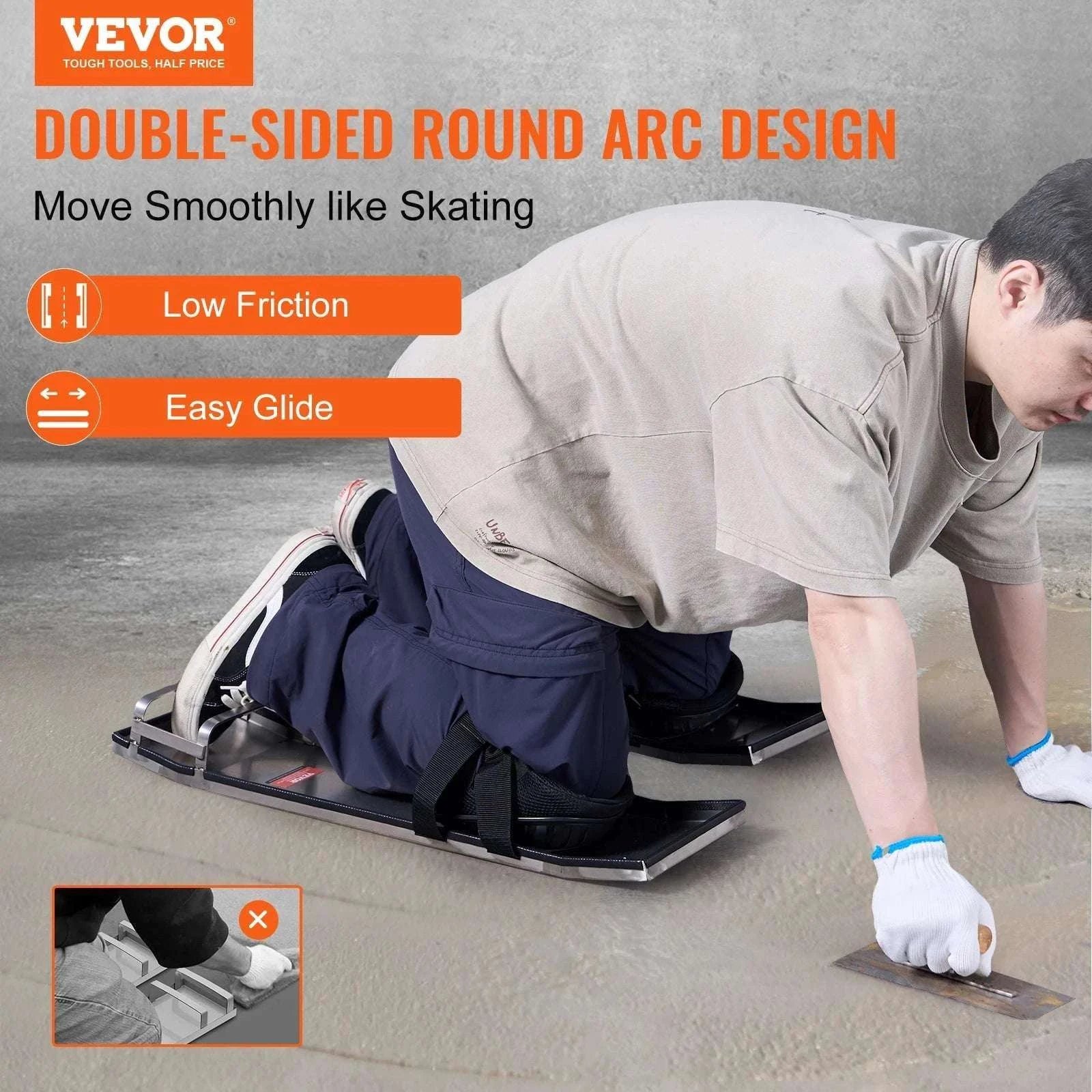 Stainless Steel Concrete Knee Boards 28'' Sliding Pads Pair-PadsStraps30x10in / france