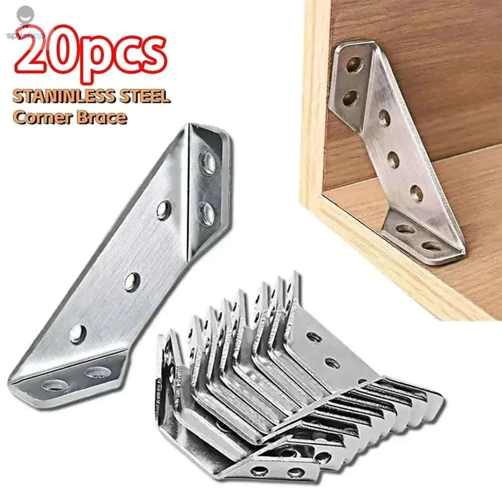 Stainless Steel Corner Brackets for Strong Furniture Support-20pc