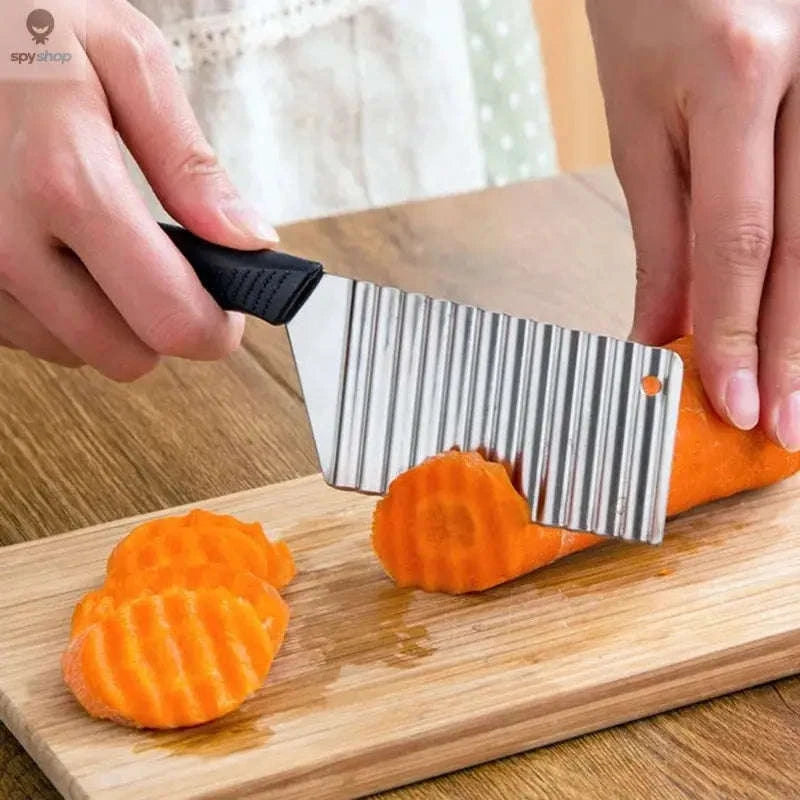 Stainless Steel Crinkle Cutter Knife – Wavy Slicer for Vegetables and Fruits-Potato Wave Knife