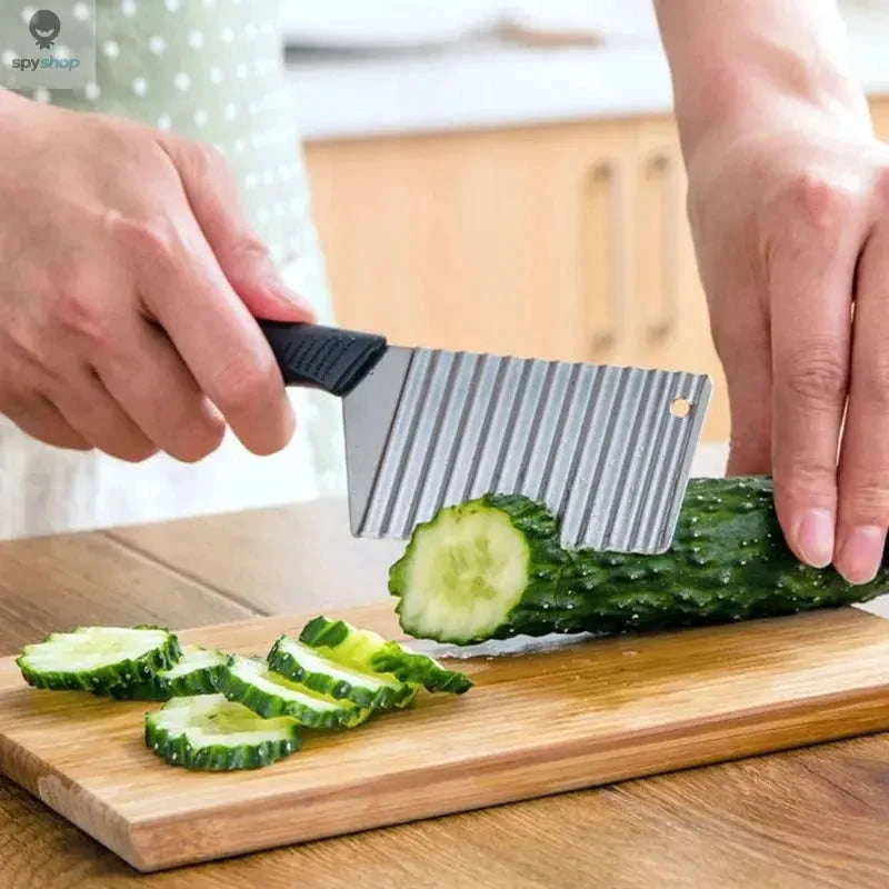 Stainless Steel Crinkle Cutter Knife – Wavy Slicer for Vegetables and Fruits-Potato Wave Knife