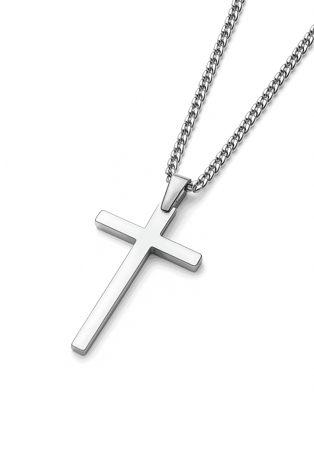 Stainless Steel Cross Necklace for Men and Women-NC-1454G / 60cm 24inch
