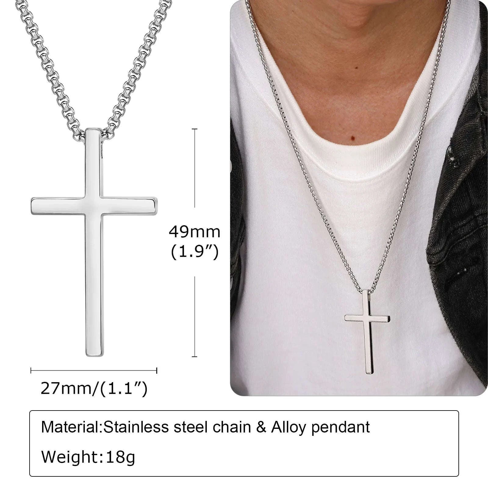 Stainless Steel Cross Necklace for Men & Women-NC-1454G / 60cm 24inch