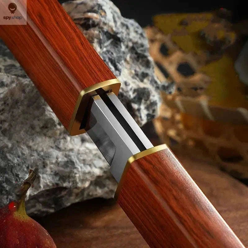 Stainless Steel Double Straight Knife 2-in-1 Survival Tool-Brown