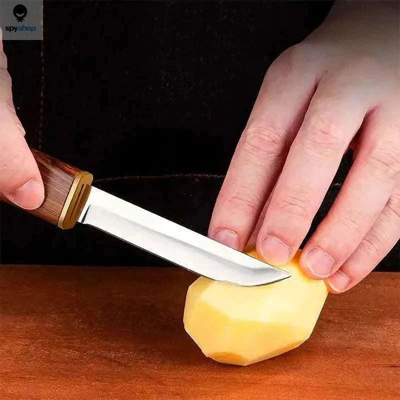 Stainless Steel Double Straight Knife 2-in-1 Survival Tool-Brown