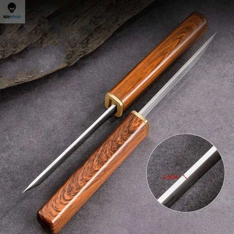 Stainless Steel Double Straight Knife 2-in-1 Survival Tool-Brown