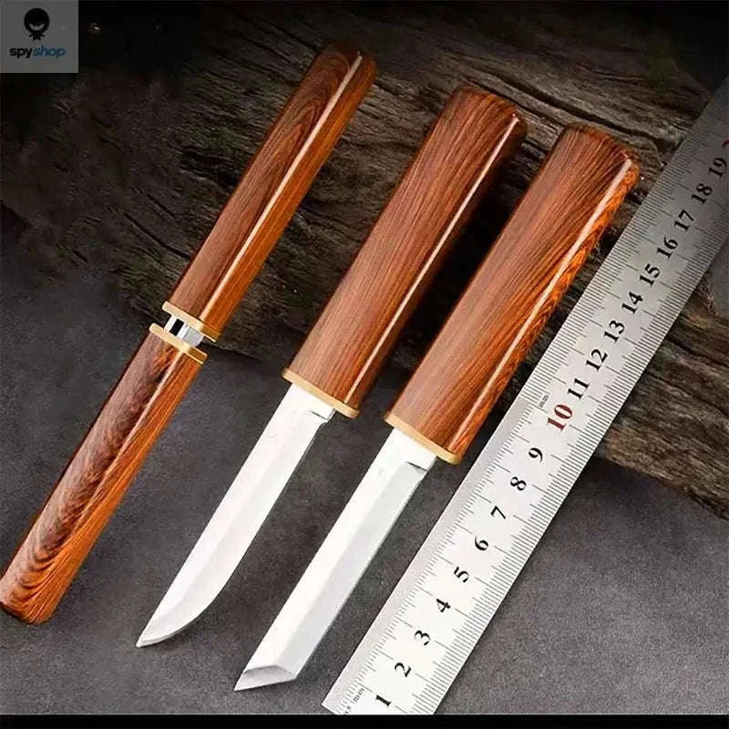 Stainless Steel Double Straight Knife 2-in-1 Survival Tool-Brown