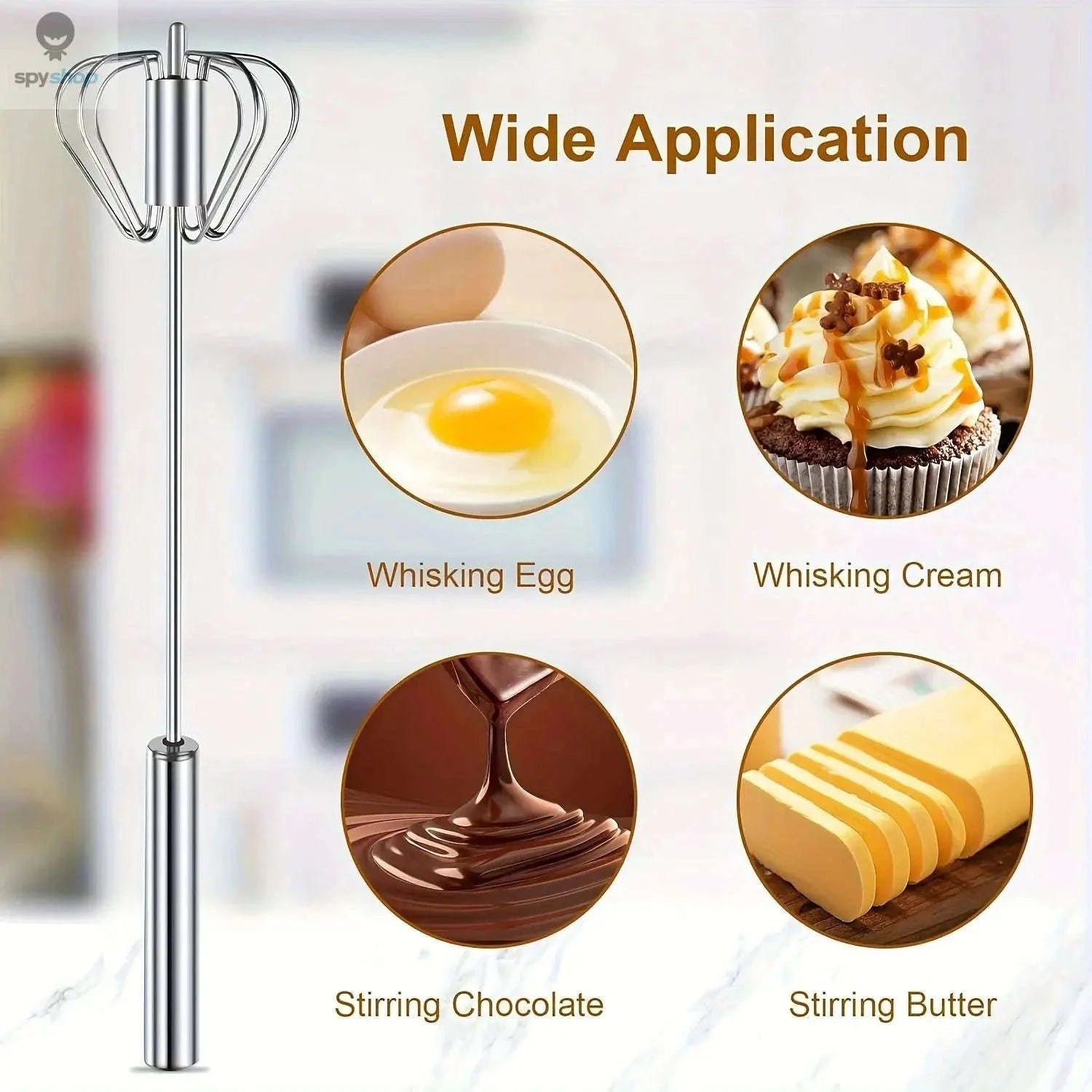 Stainless Steel Egg Beater – Semi‑Automatic Whisk for Effortless Mixing-S size 2pcs