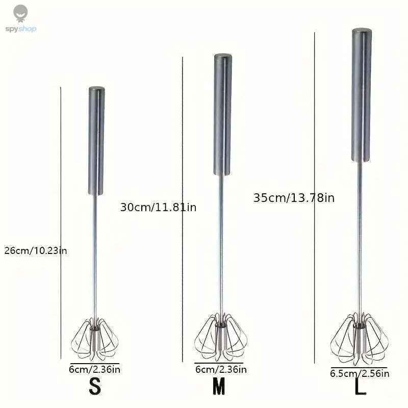 Stainless Steel Egg Beater – Semi‑Automatic Whisk for Effortless Mixing-S size 2pcs