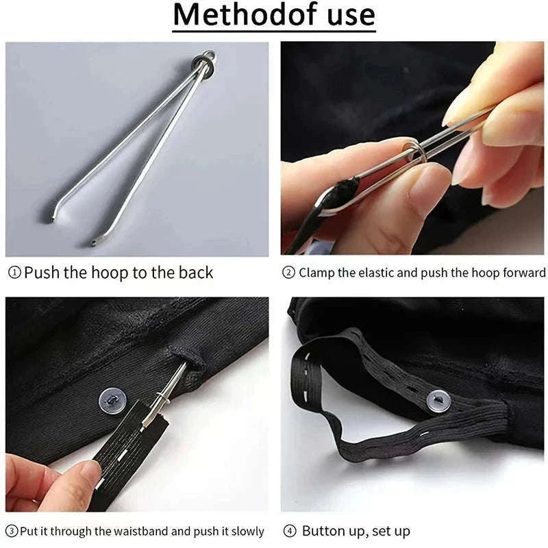 Stainless Steel Elastic Band Threading Tool for Sewing-2pcs
