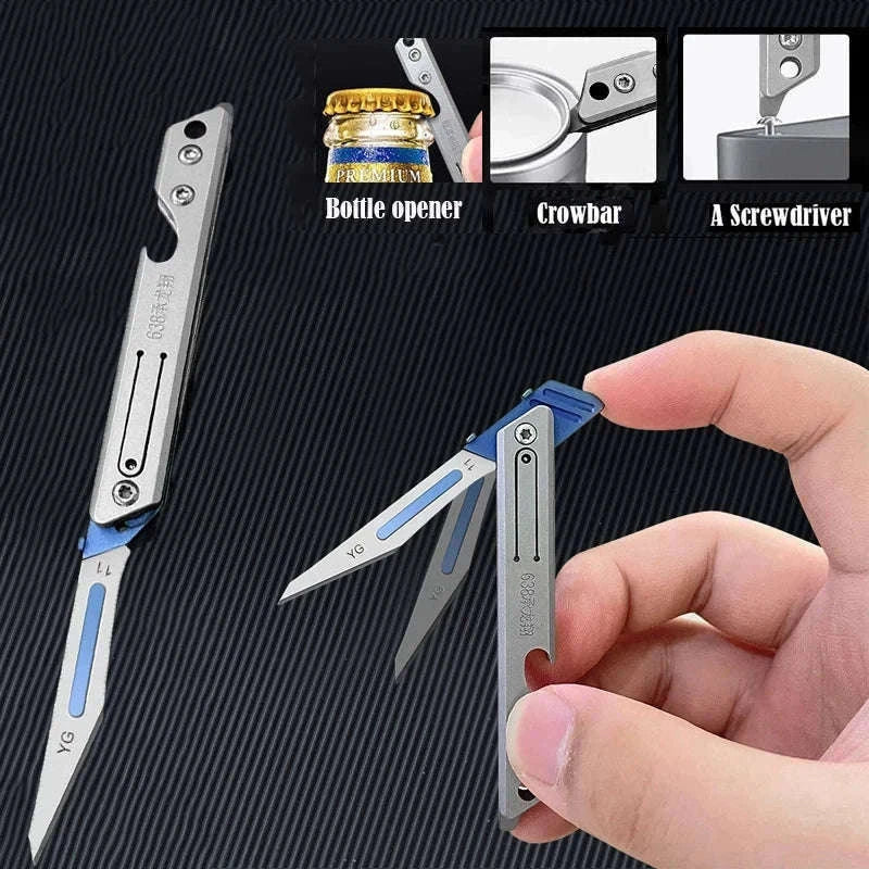 Stainless Steel Fast-Open Mini Scalpel Bottle Opener Knife-ONLY 10 BLADES-12