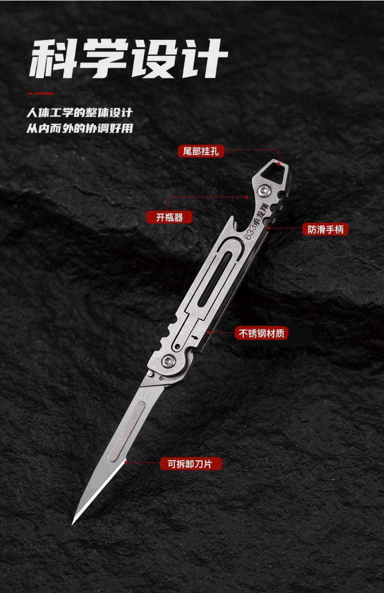 Stainless Steel Fast-Open Mini Scalpel Bottle Opener Knife-ONLY 10 BLADES-12